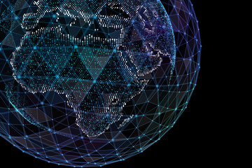 Communication of people in a social network without boundaries. Connection lines Around Earth Globe.The concept of social network. 3d illustration