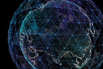 Earth, representing global network connection, international meaning. Data network. 3d illustration