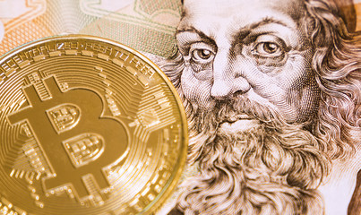 Bitcoin on the two hundred crowns banknote