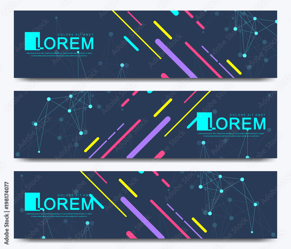 Poster modern set of vector banner. abstract flat shapes vector trendy colors backgrounds set. colored of m
