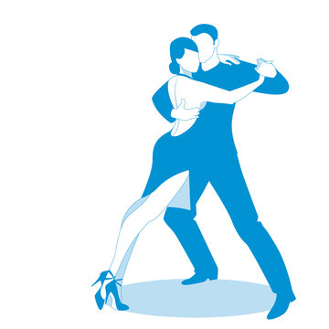 recommend clip art: Couple dancing passionate argentine tango, isolated on white background