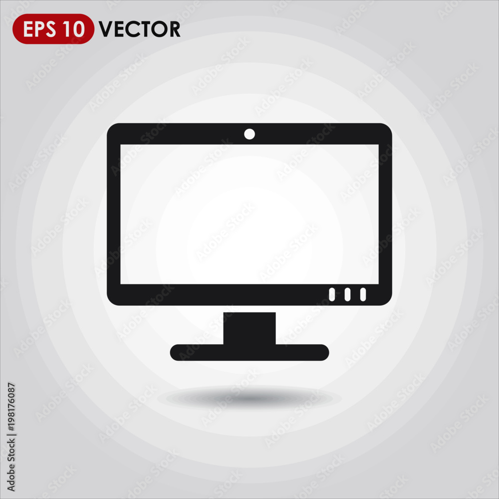Aufkleber computer monitor single vector icon on light background