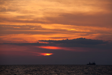 Tropical beach at beautiful sunset. Nature background