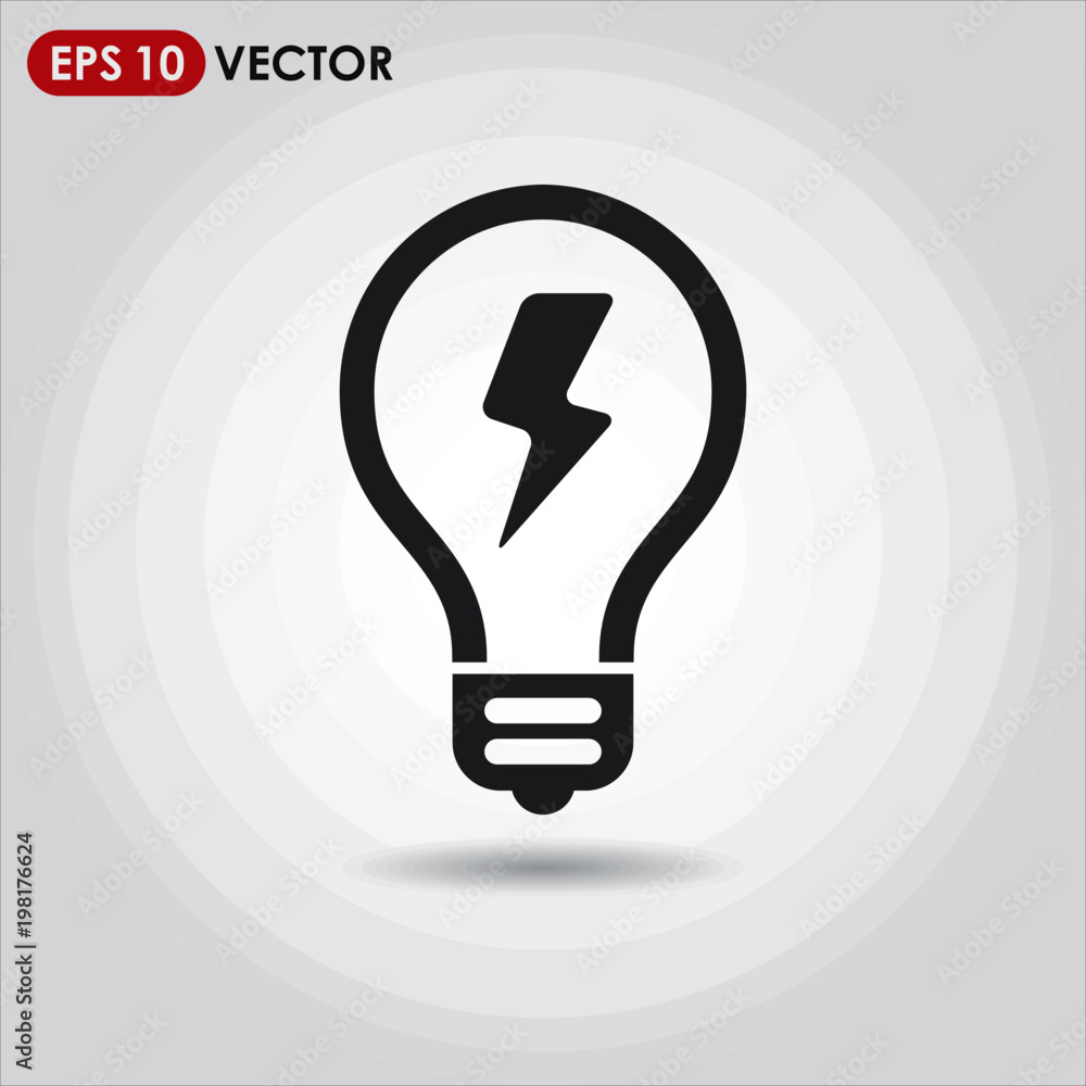 Poster light bulb single vector icon on light background