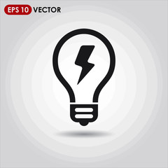 light bulb single vector icon on light background