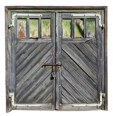 Vintage aged  not painted wooden garage doors