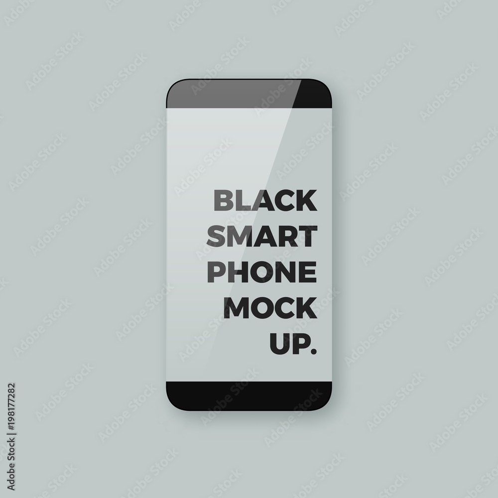 Poster realistic vector smartphone mockup with edgeless borderless bezel-less display screen. shiny glossy 