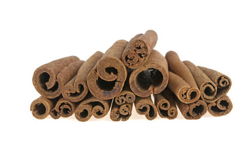 cinnamon sticks on white background