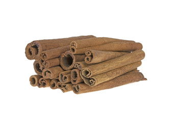 cinnamon sticks on white background
