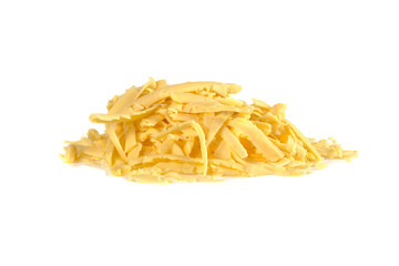 grated cheese on a white background