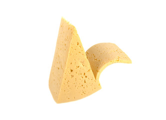 slice of cheese on a white background
