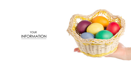 Easter color eggs in the basket in hand pattern