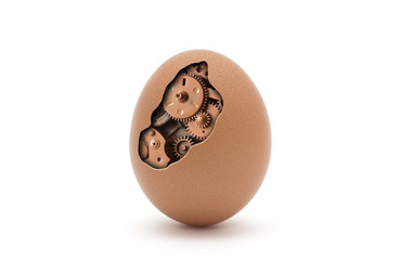 Mechanical egg isolated on white with clipping path