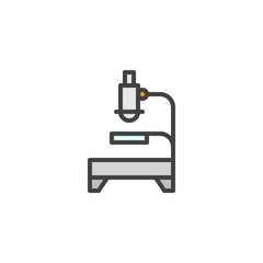 Microscope research filled outline icon, line vector sign, linear colorful pictogram isolated on white. Lab equipment symbol, logo illustration. Pixel perfect vector graphics