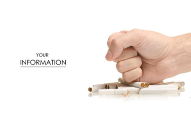 Broken cigarettes stop male hand pattern