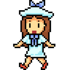 vector pixel art girl