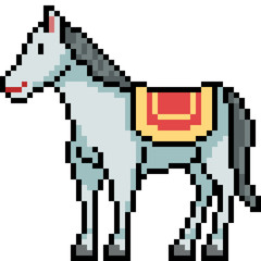 vector pixel art white horse