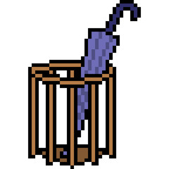 vector pixel art umbrella basket