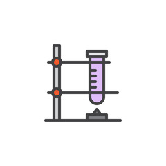 Tube stand filled outline icon, line vector sign, linear colorful pictogram isolated on white. Burner stand experiment lab symbol, logo illustration. Pixel perfect vector graphics
