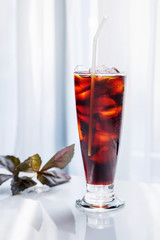 cold brew coffee in a tall glass, black ice coffee