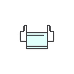 Medical mask filled outline icon, line vector sign, linear colorful pictogram isolated on white. Mask respirator symbol, logo illustration. Pixel perfect vector graphics