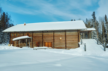 Fototapeta na wymiar Russian Traditional wooden peasant house