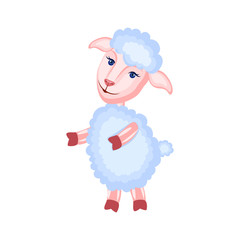Cartoon lamb kid cartoon vector animal, domestic cute ship posing isolated on white background, Character design for greeting card, children invitations, creation of zoo alphabet, baby shower, holiday