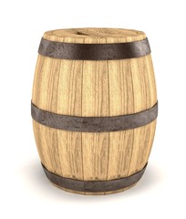 Wooden Barrel 3D Rendering