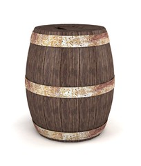 Wooden Barrel 3D Rendering
