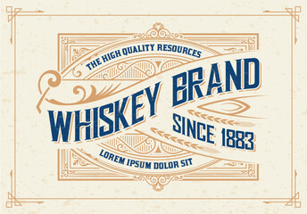 Old  label design for Whiskey and Wine label, Restaurant banner, Beer label. - obrazy, fototapety, plakaty
