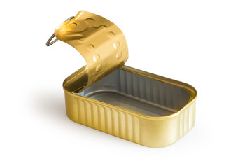 Empty tin over white background - Lattina vuota su sfondo bianco