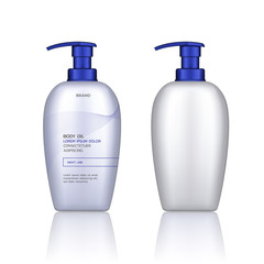 Vector container for cosmetic products isolated on white and transparent background. Empty mock up. Skin care packaging design. For advertising, flyer, banner, poster. Realistic 3d illustration.