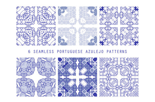 Vector tile pattern, Lisbon floral mosaic