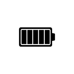 Full Charged Battery. Flat Vector Icon. Simple black symbol on white background