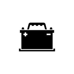Car Battery. Accumulator Battery Energy Power. Flat Vector Icon. Simple black symbol on white background