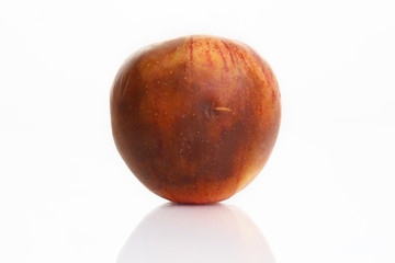 Fototapeta premium Rotten apple with internal mold on a white background.