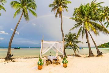 Exotic beach after rain at Ko Phi Phi Lee island, Krabi Province, Andaman Sea, Thailand