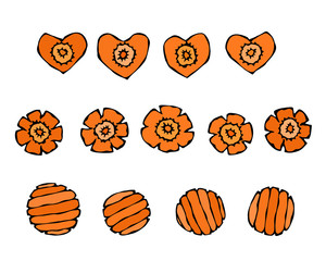 Cut Carrot Root. Fresh Jucy Orange Colored Round Carrot Slices. Cooking Ingredient, Vegetable Salad. Healthy Vegan Cuisine. Realistic Hand Drawn Illustration. Savoyar Doodle Style.