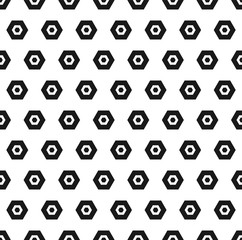 Vector hexagon black and white seamless pattern. Abstract geometric background