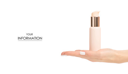 The bottle cosmetic cream lotion in hand cosmetology beauty pattern