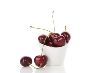 Delicious cherries in cup.
