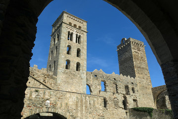 The Romanesque abbey of Sant Pere de Rodes, in the municipality of El Port de la Selva. Girona, Catalonia