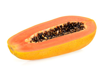 Half of papaya isolated on white background