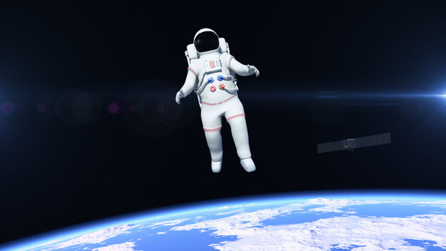 Astronaut is flying over the North Pole. Astronaut pushing the boundaries of exploration.