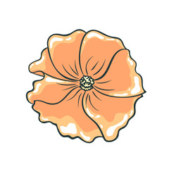 Vector color illustration of flower. Pink drawing of a plant. Isolated object of floral theme