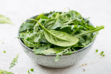 Fresh spinach leaves with arugula