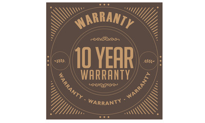 10 years warranty icon vintage rubber stamp guarantee