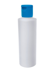 White plastic bottle Blue cap. isolated on white background