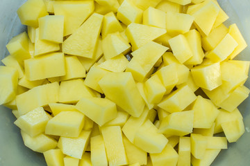 Peeled potatoes for soup