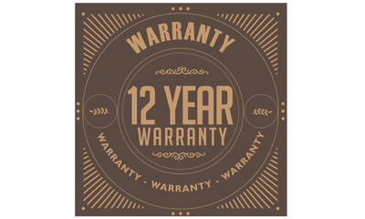 12 years warranty icon vintage rubber stamp guarantee